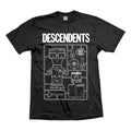 Black unisex Descendents T-shirt featuring exclusive Milo figure artwork by Chris Shary