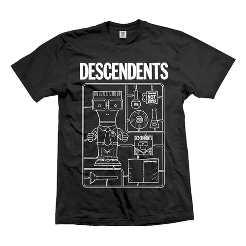 Black unisex Descendents T-shirt featuring exclusive Milo figure artwork by Chris Shary