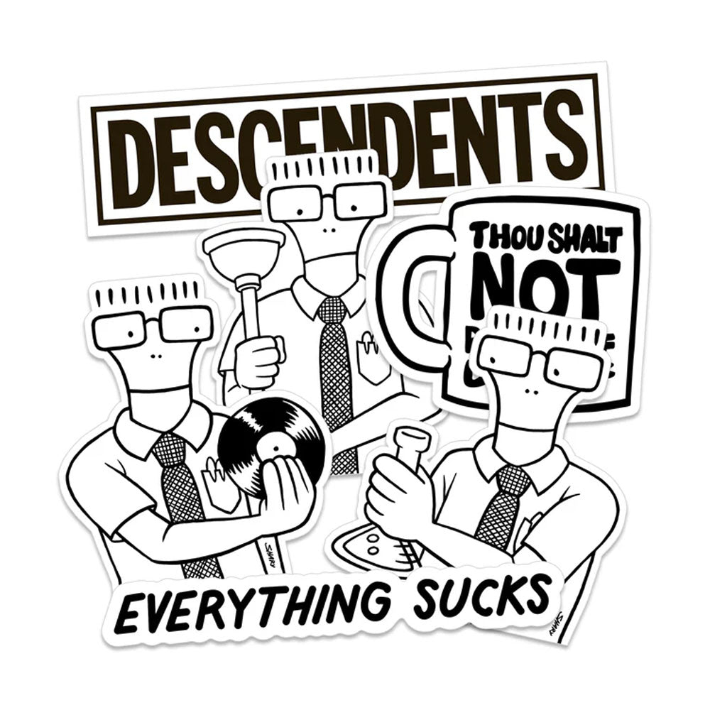 Descendents Sticker Pack featuring six black and white silkscreened stickers