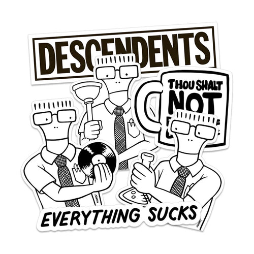 Descendents Sticker Pack featuring six black and white silkscreened stickers
