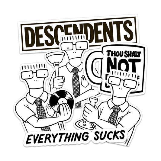 Descendents Sticker Pack featuring six black and white silkscreened stickers