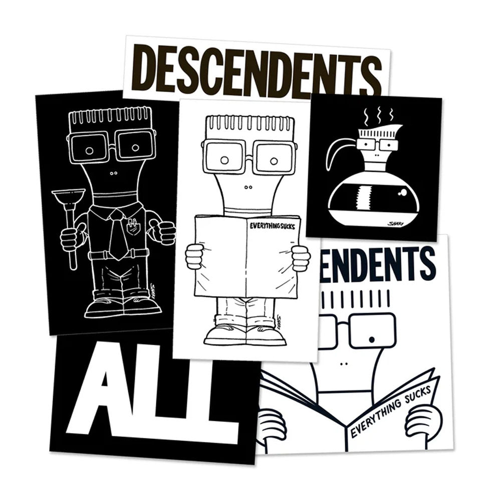 Descendents Sticker Pack #2 featuring six black and white silkscreened stickers