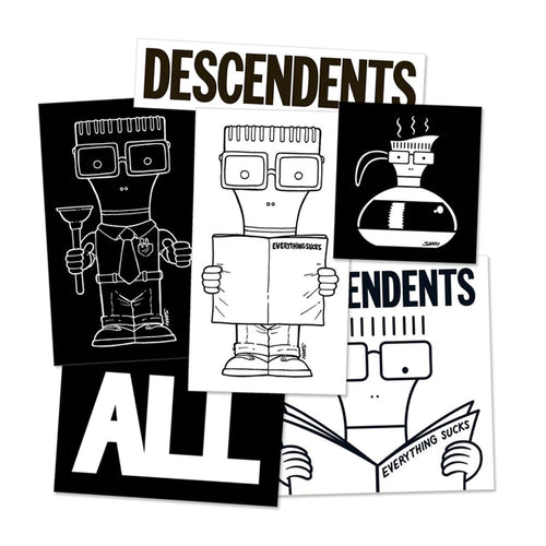 Descendents Sticker Pack #2 featuring six black and white silkscreened stickers