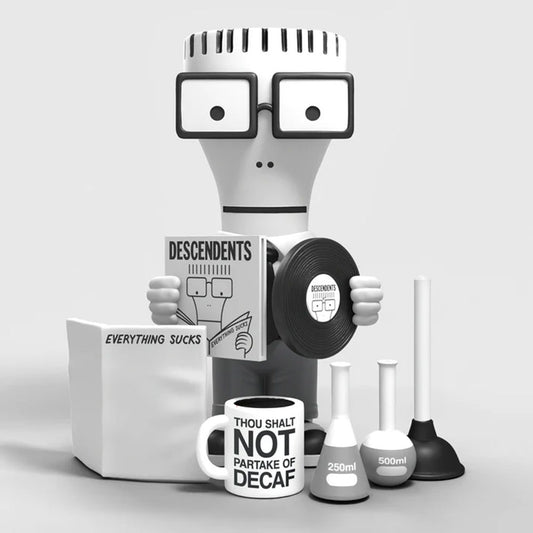 Milo from Descendents 7-inch vinyl figure, pictured with seven accessories.